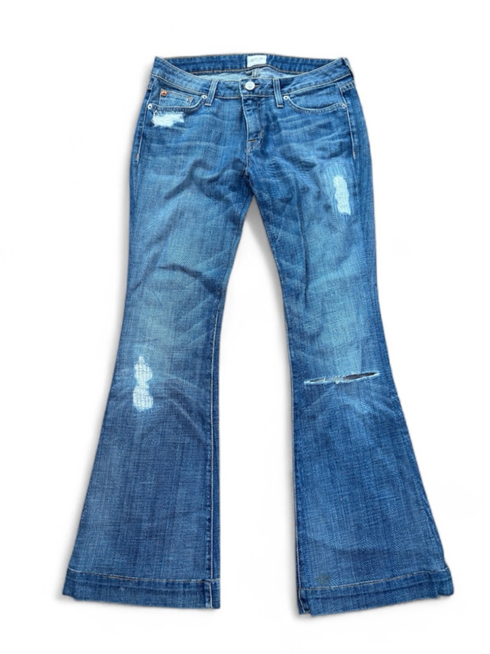 HUDSON JEANS Vintage ‘Ferris Flared’ Low-Rise Distressed Denim Jeans